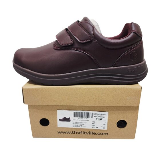 FitVille Brisk Walk Elite V3 Women's Wide Fit Burgundy Sneakers Size 9.5 - Picture 1 of 14